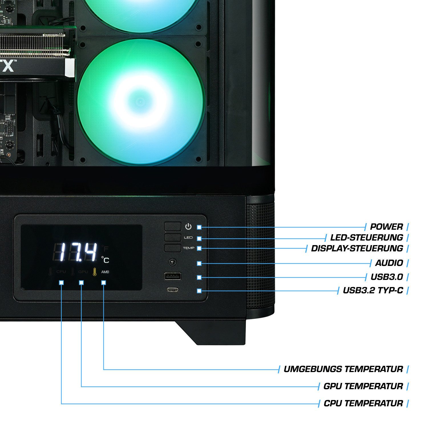 Kiebel Dragon V Deluxe Gaming-PC (AMD Ryzen 7 AMD Ryzen 7 5700X, RTX 5070, 32 GB RAM, 2000 GB SSD, Wasserkühlung, WLAN, ARGB-Beleuchtung)