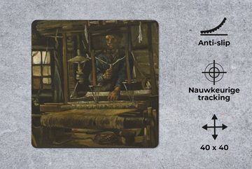 MuchoWow Gaming Mauspad Die Weberin - Vincent van Gogh (1-St), Mousepad mit Rutschfester Unterseite, Gaming, 40x40 cm, XXL, Großes