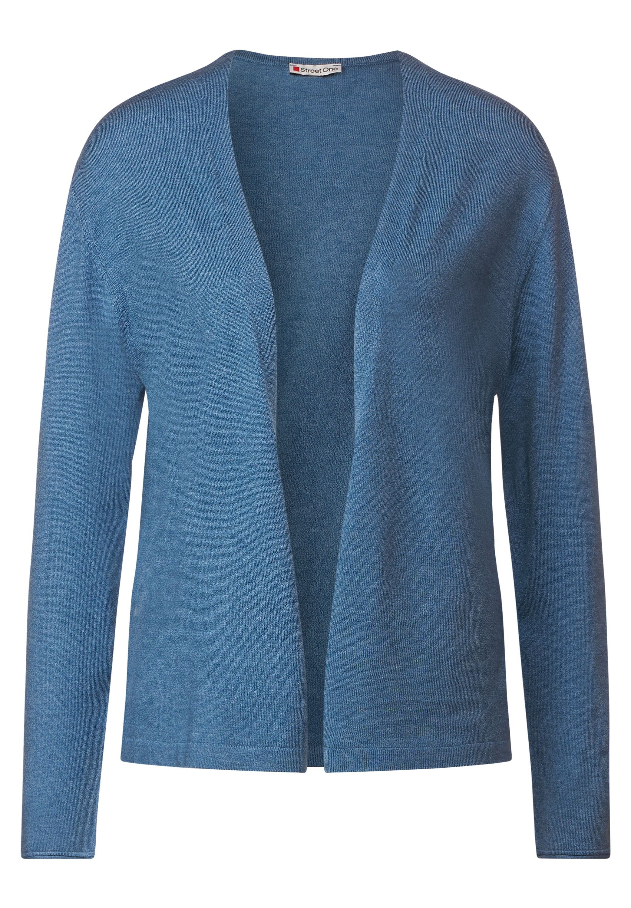 satin blue Feinstrick ONE melange STREET aus Strickjacke