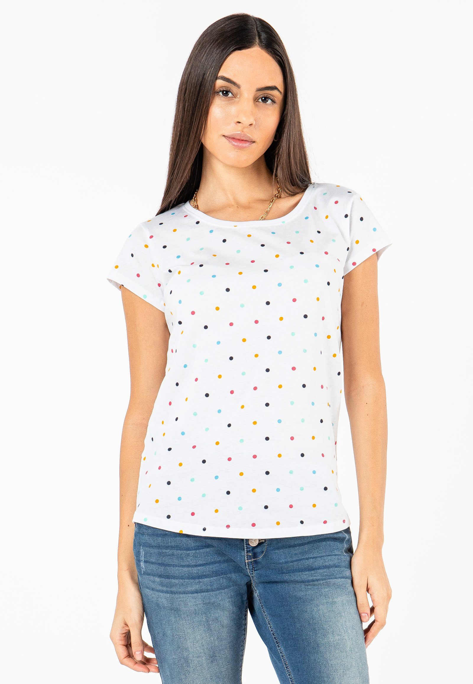 SUBLEVEL Rundhalsshirt T-Shirt Punkte white