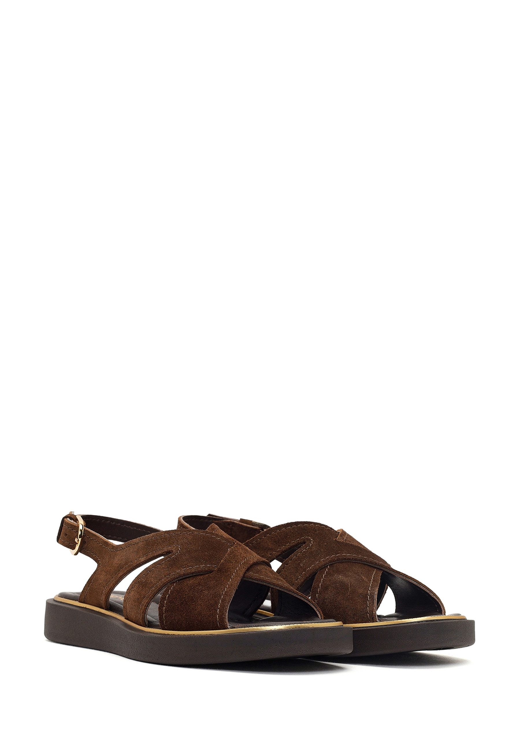 Derimod Sandalen aus Veloursleder Sandale Echtes Leder, Weiches Futter, TPU-Laufsohle, Knöchelschnalle