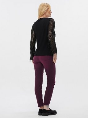 Sarah Kern Blusenshirt Langarmbluse koerpernah mit Pailletten-Tassels