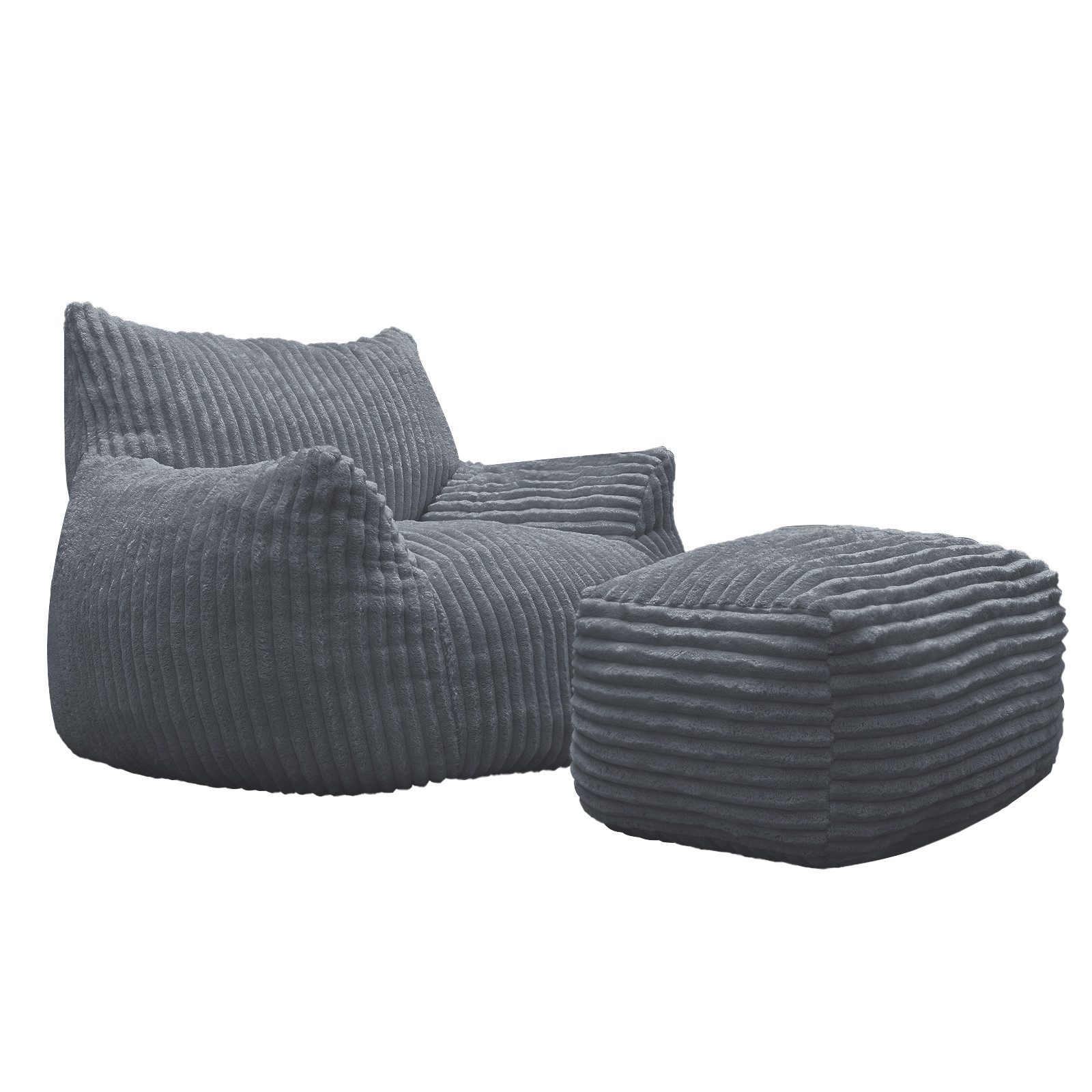 HTI-Living Loungesessel Softsessel Adina mit Hocker Grau Bodensessel 103 x 70 x 90 cm (Set, 2-St), gemütliche Sitzhöhe – Bild 2 von 3