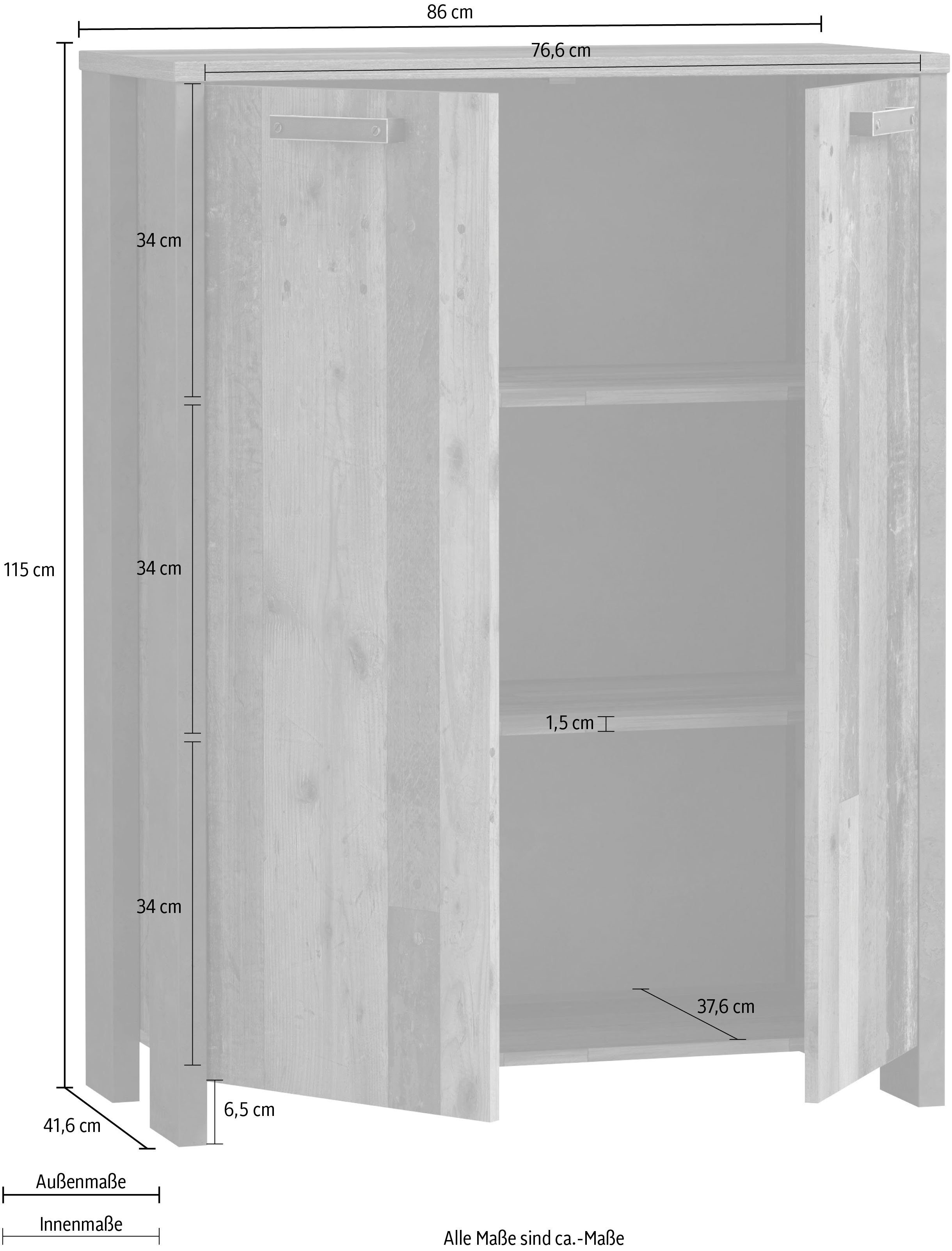 FORTE Kommode Clif, Aktenschrank im Industriestil, Breite 86 cm x Höhe 115 cm
