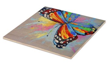 Posterlounge Holzbild Olha Darchuk, Schmetterling im Flug, Kinderzimmer Kindermotive