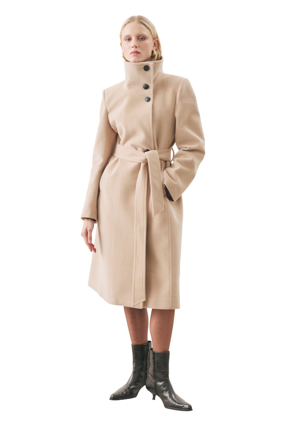 MANUKA Wintermantel PREMIUM KASCHMIR-TRENCH-COAT, SCHWARZ.