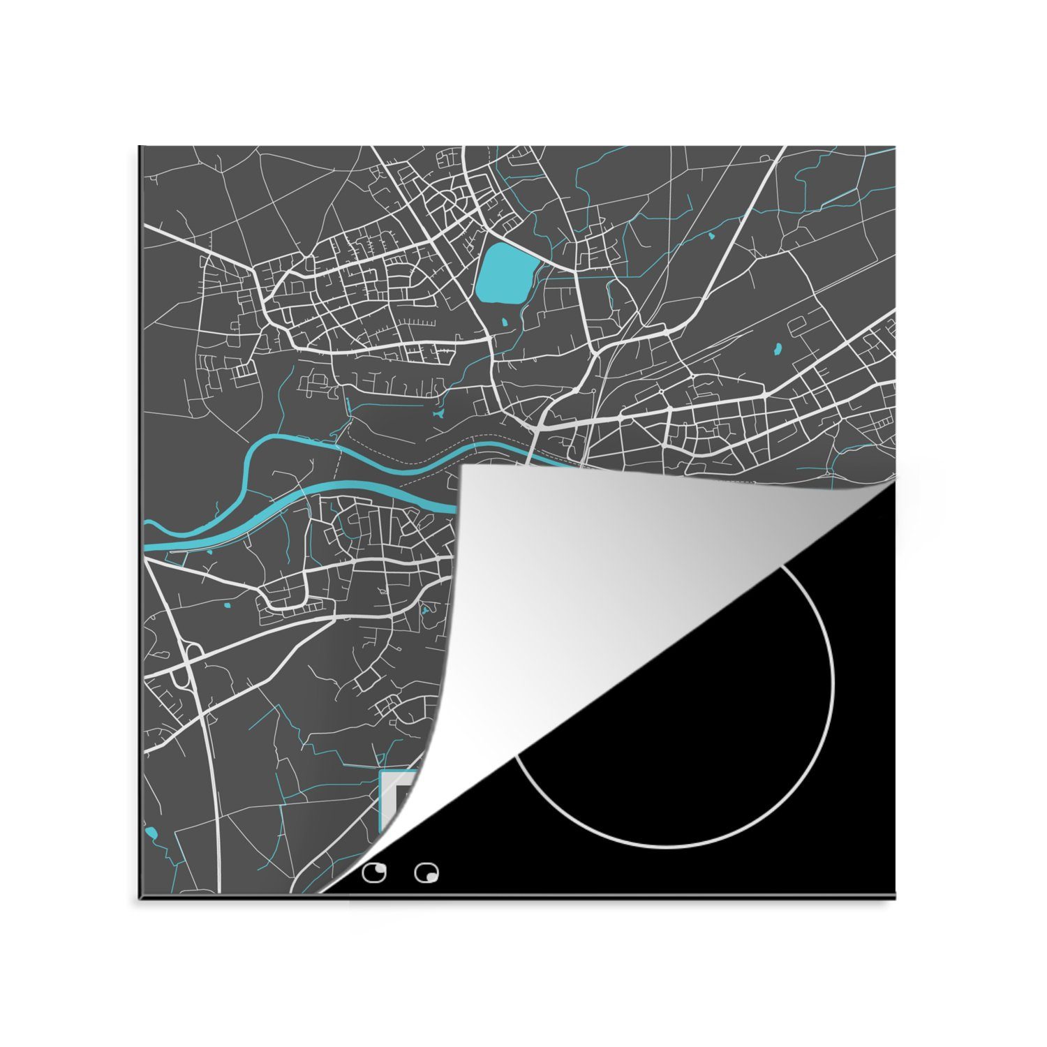MuchoWow Herdblende-/Abdeckplatte Deutschland - Blau - küche Arbeitsplatte (1 Dorsten cm, Stadtplan tlg), Vinyl, Ceranfeldabdeckung, für Karte, 78x78 - 