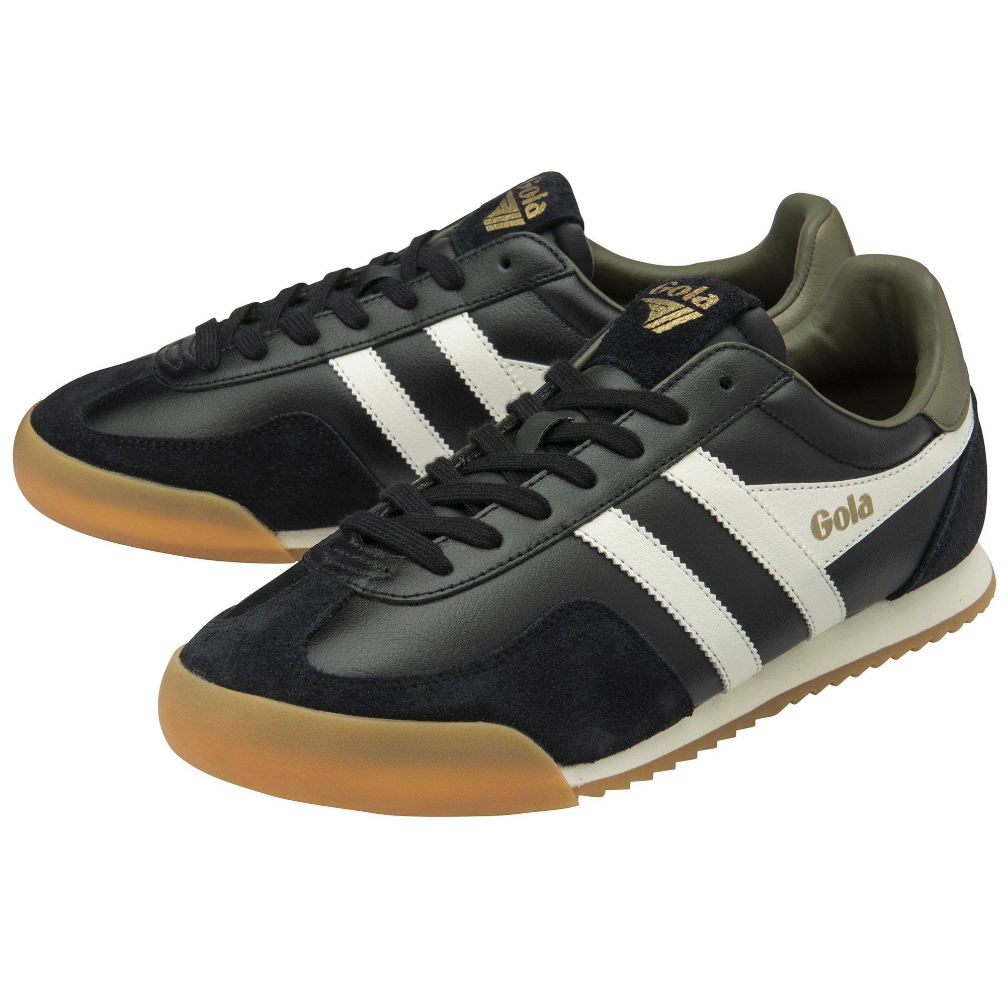 Gola Europa Leder 2025 schwarz/offweiss/khakigrün Herren Sneaker