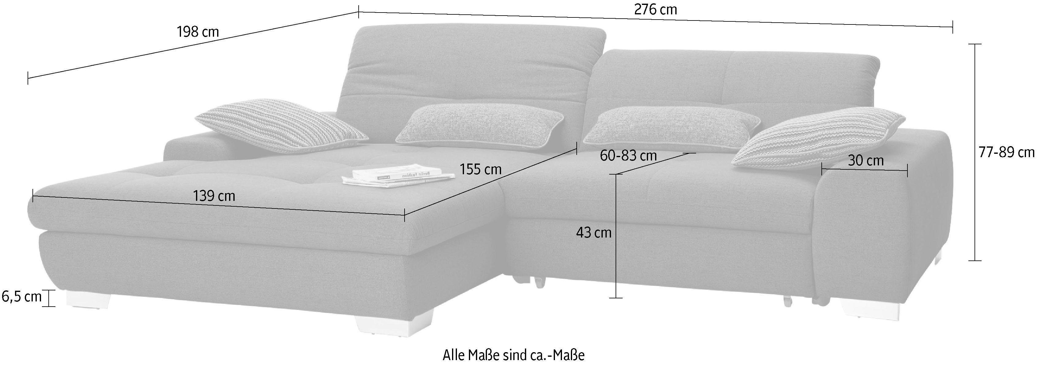 wahlweise und set Ecksofa by mit Musterring 1200, Rückenverstellung, Inkl. Bettfunktion one Stauraum SO