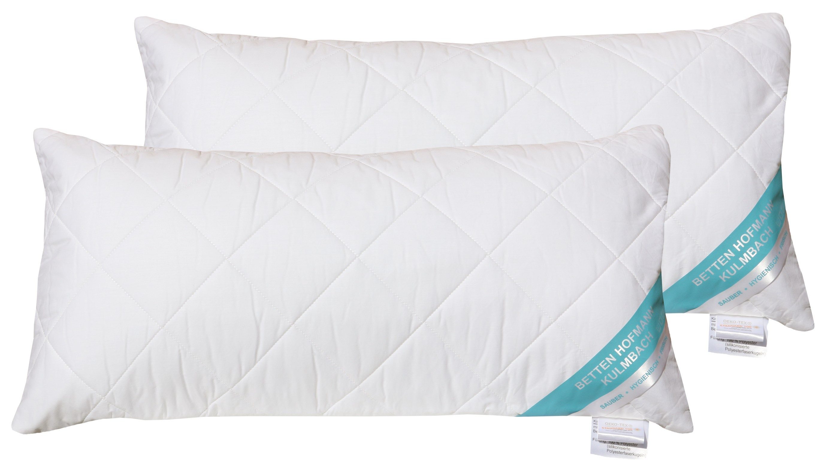 Betten Hofmann Kopfkissen 2 Stück Betten Hofmann Faserkissen 40x80 cm prall, mit Reißverschluss, Füllung: 100% Hohlfaserkugel, Bezug: 100% Baumwolle, Dank individueller Anpassung für alle Schlafpositionen geeignet, 2-tlg., widerstandsfähig, pflegeleicht, made in Germany