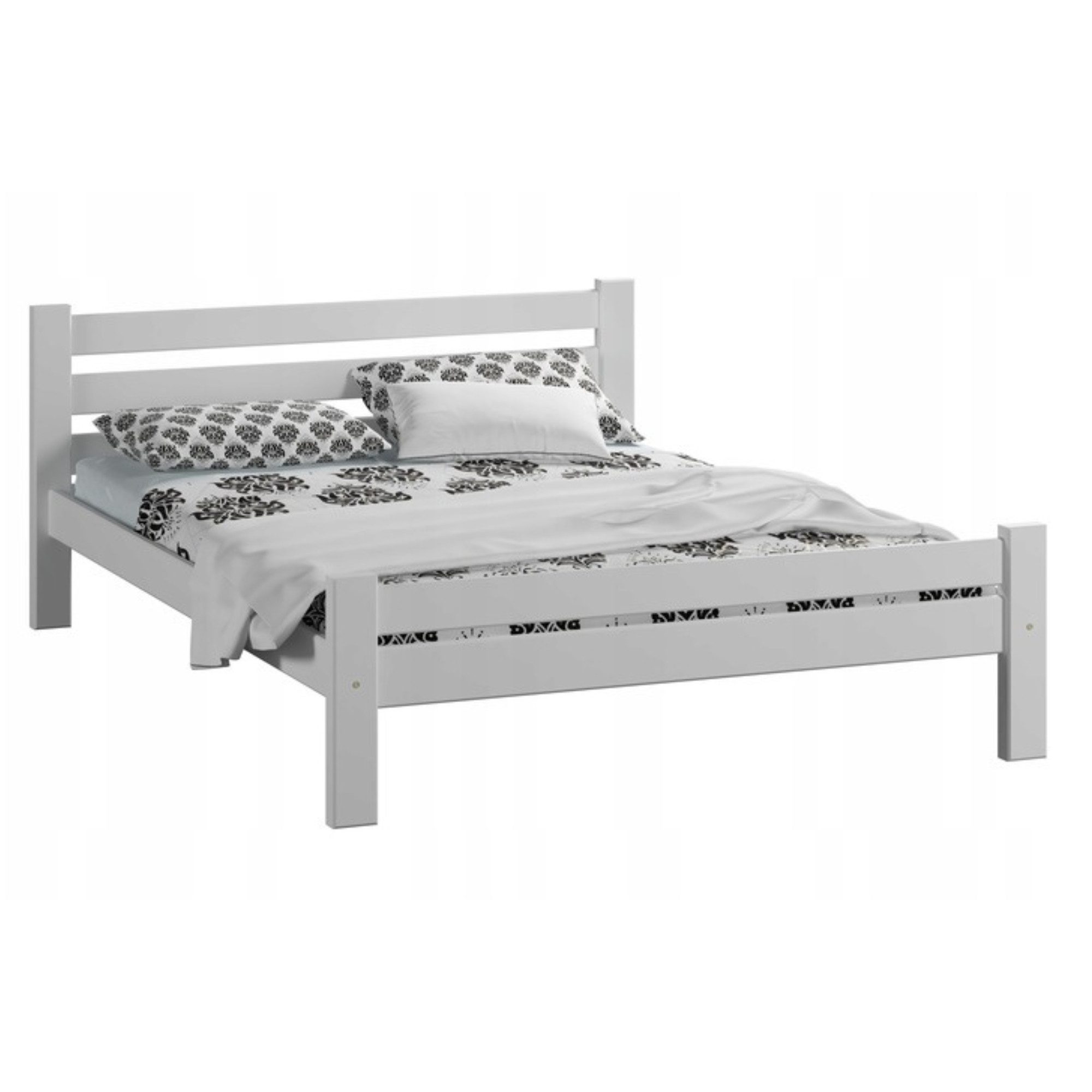 Home Collective Bettgestell Massivholzbett, Einzelbett mit Lattenrost & sicherem Lack, 210x132x72 cm, Weiß – Bild 2 von 3