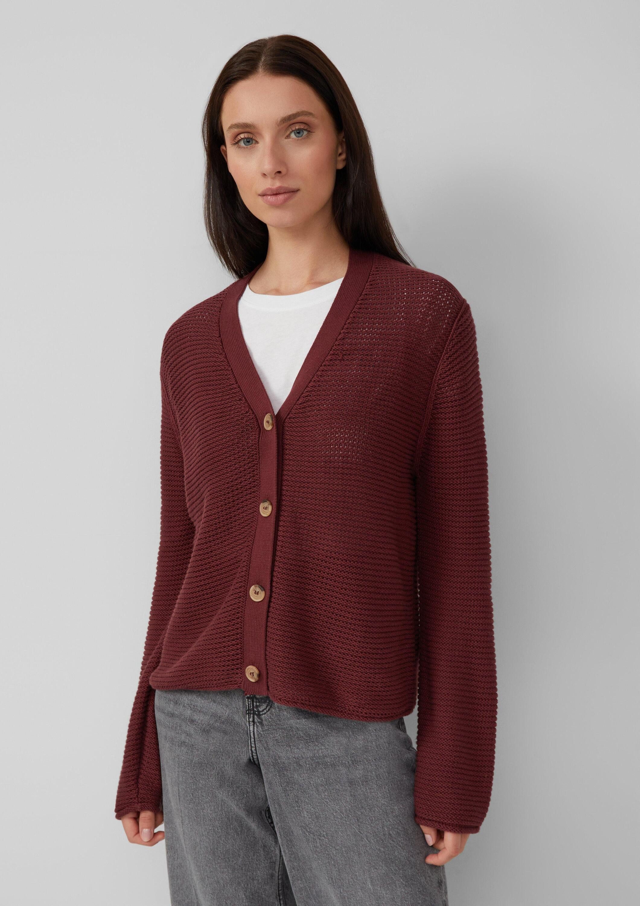 s.Oliver Cardigan Strickjacke Grobstrickjacke mit Rollsaum