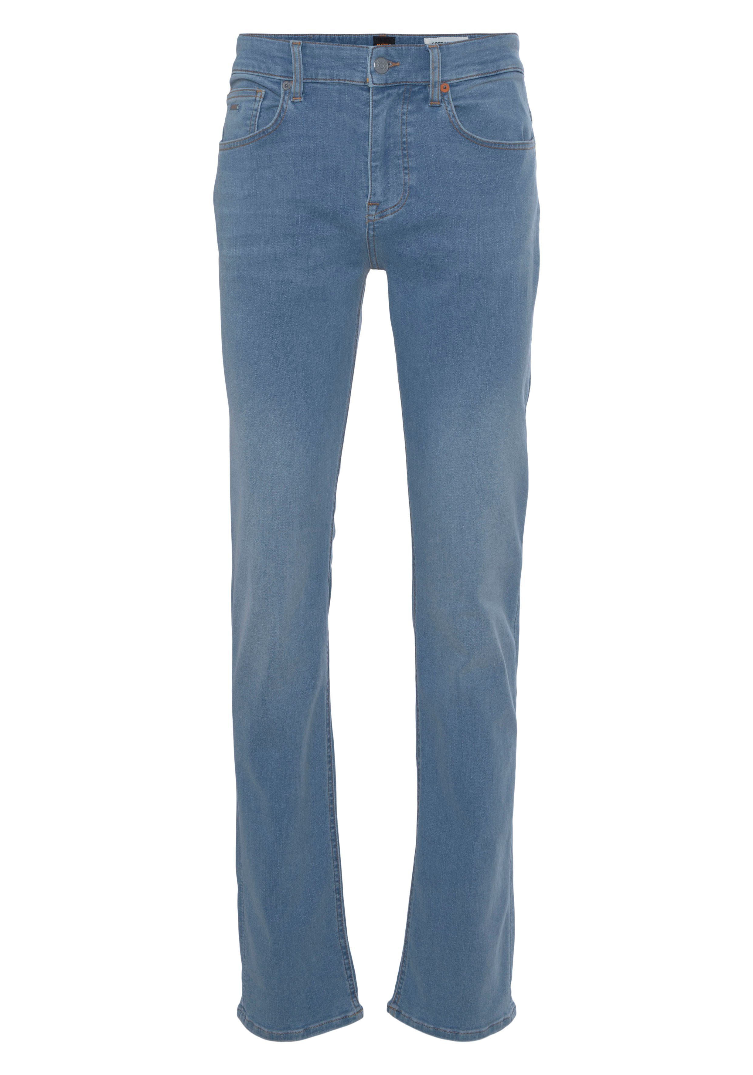 BOSS ORANGE Slim-fit-Jeans mit orangener BOSS Niete Bright_Blue