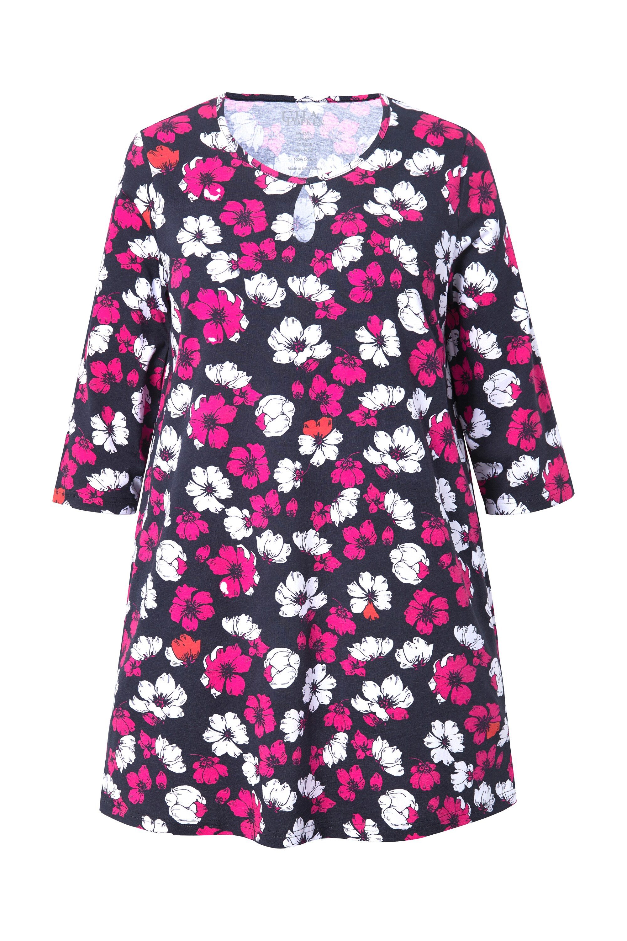 Ulla Popken Longshirt Longshirt Keyhole A-Linie Rundhals 3/4-Arm günstig online kaufen