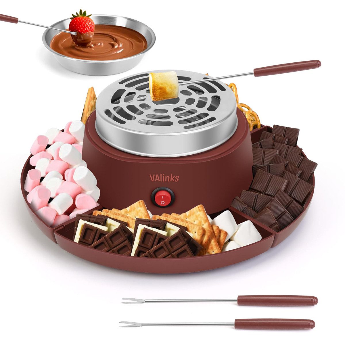 Novzep Fondue Schokoladen Fondue, 2-in-1-Set aus elektrischem S'mores-Maker