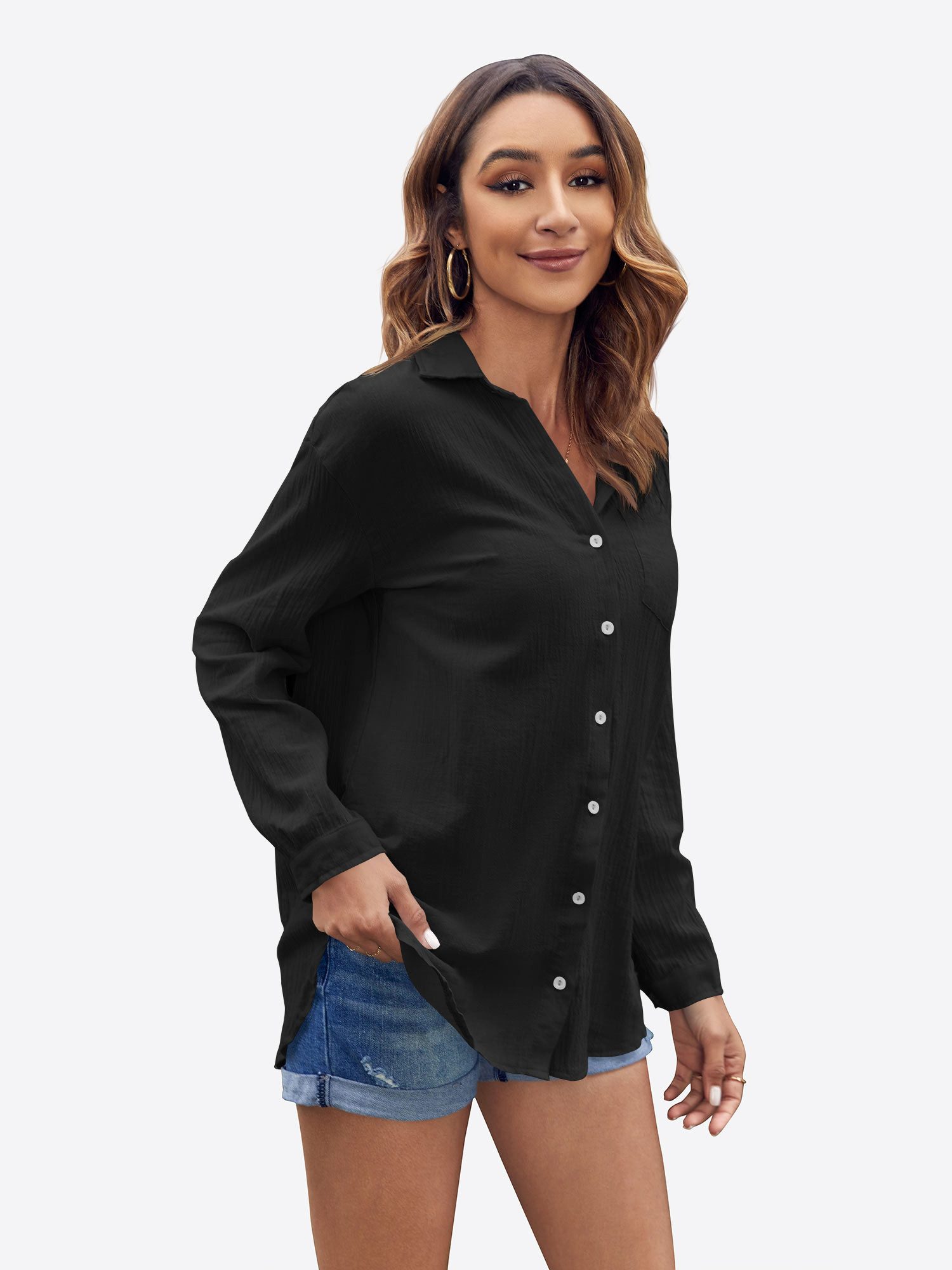 Imily Bela Blusenshirt Damen Baumwollgaze Oberteile (Packung, 1-tlg., 1per-Pack) aus Baumwolle