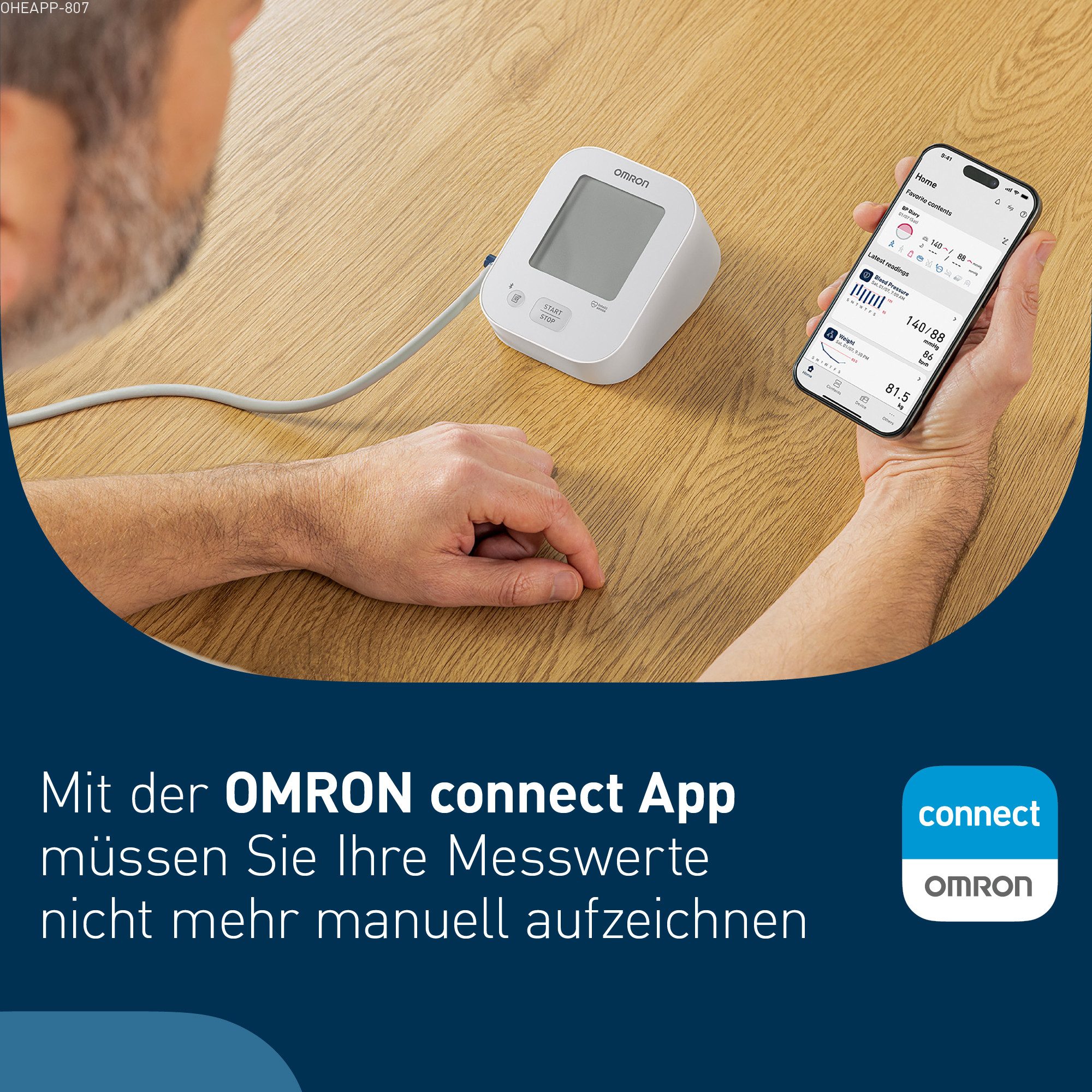 Omron Oberarm-Blutdruckmessgerät X2+ Connect, Universalmanschette (22-42 cm), mit kostenloser App, Erkennt unregelmäßige Herzschläge, präzise, einfache Anwendung