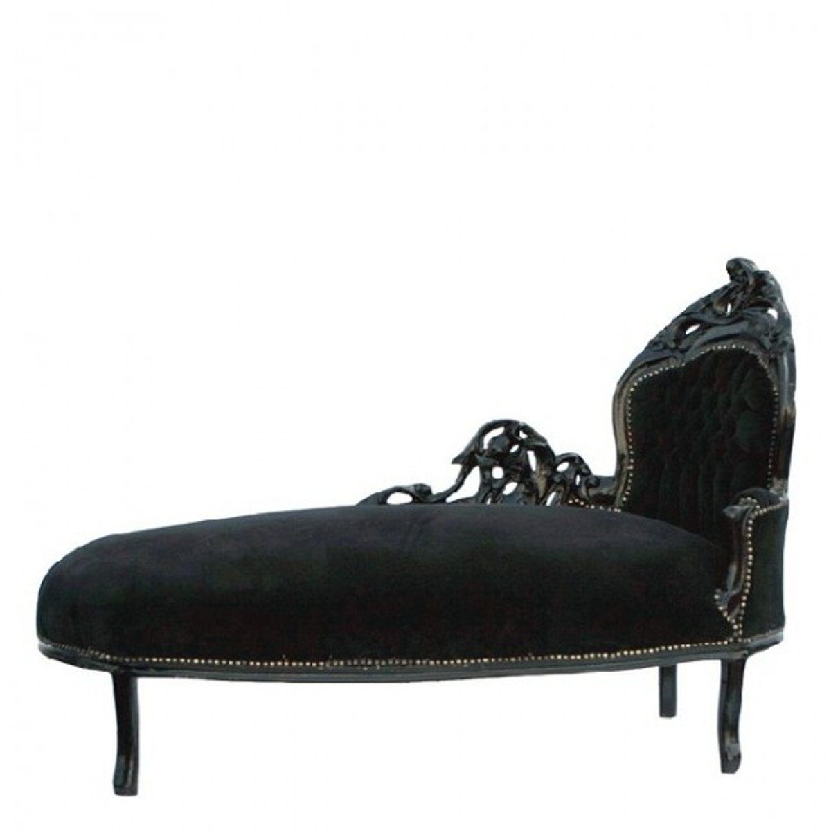 Casa Padrino Chaiselongue Barock Schwarz/Schwarz Chaiselongue