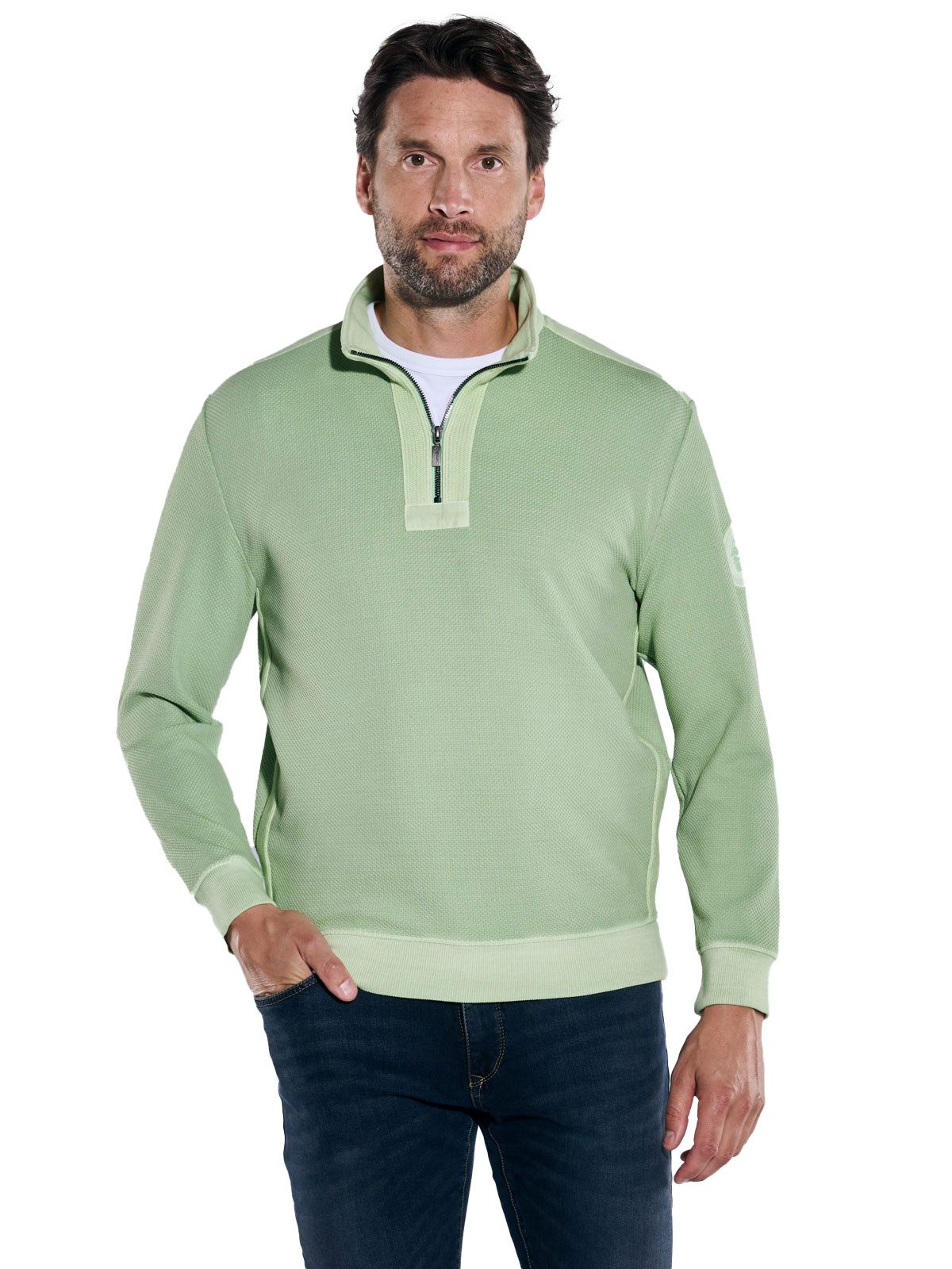 Sweatshirt Herren Sweatshirt mit Zipper, Hellgruen