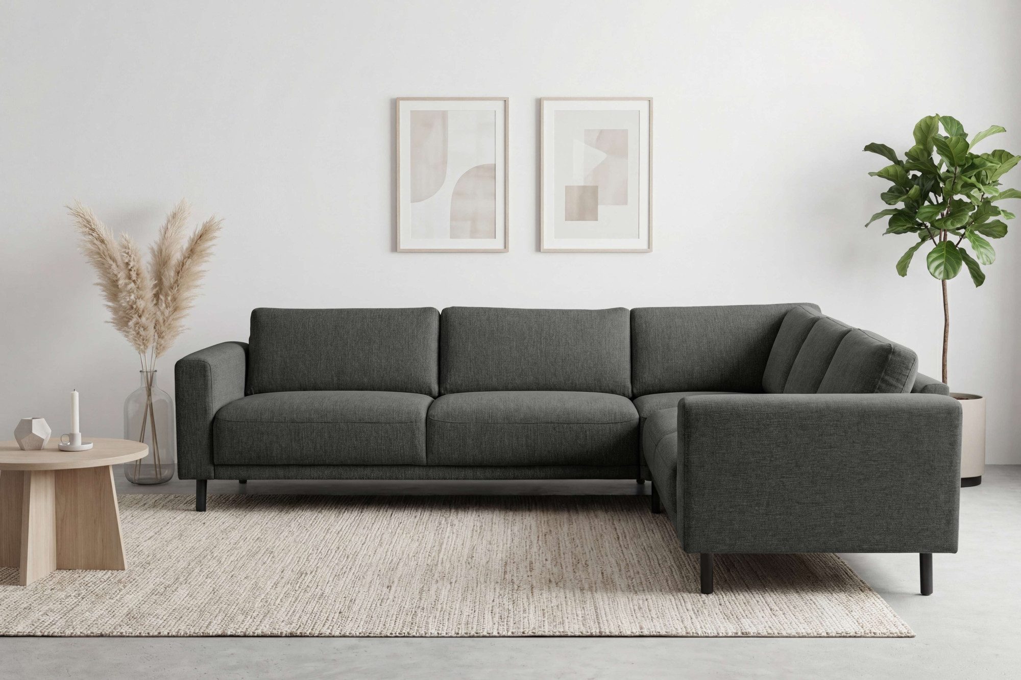 OTTO home Ecksofa Sveeva, L-Form, B.288 cm, schwarze Metallfüße, langlebiger Webstoff, mit Wellenunterfederung, viele Farben