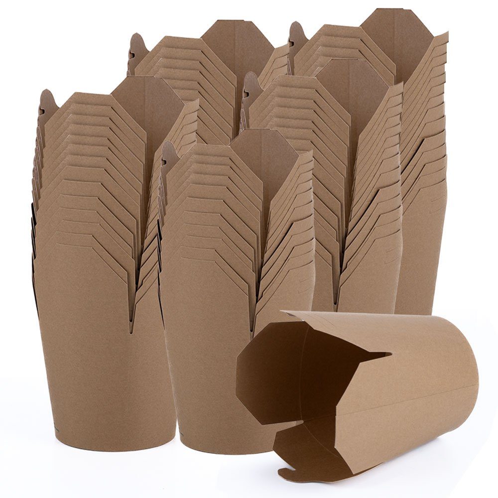 BioPak Pappteller, Take-Away Box Nudelbox umweltfreundlich Speisebox 650x Einweg 750ml