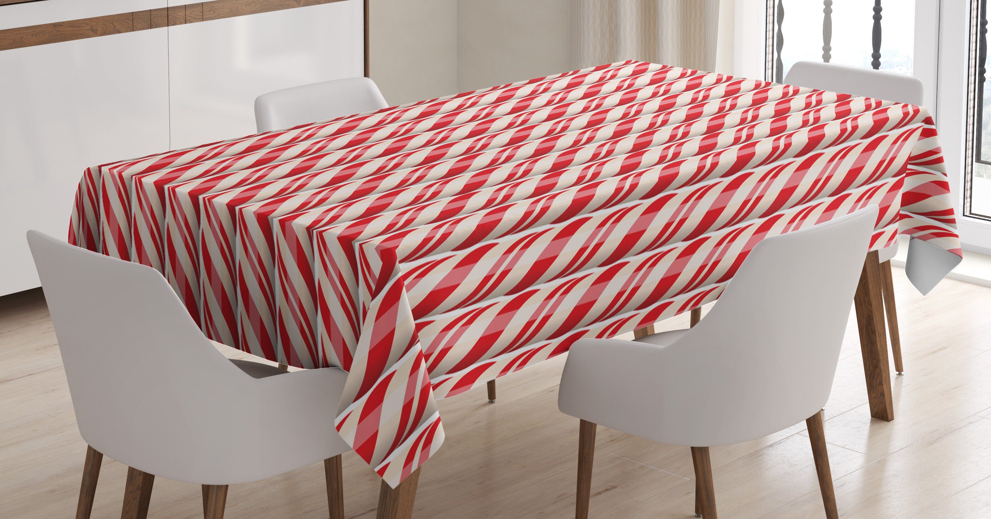 Abakuhaus Tischdecke Farbfest Waschbar Für den Außen Bereich geeignet Klare Farben, Zuckerstange Rote Weihnachtsbonbons