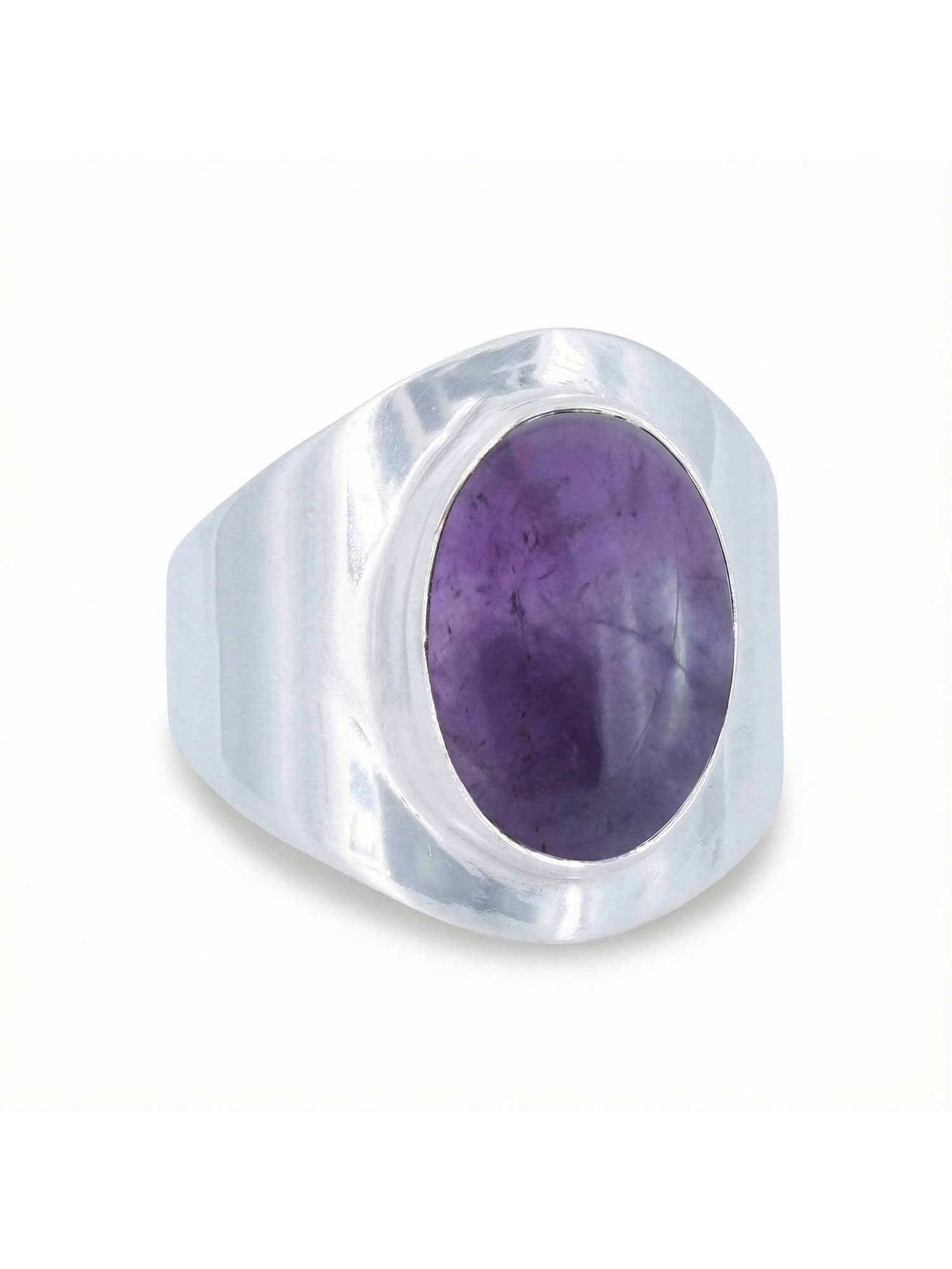 mantraroma Silberring RAHMAT aus 925 Silber mit Amethyst (Ring mit Schmuckbeutel), Damenring aus 925er Silber