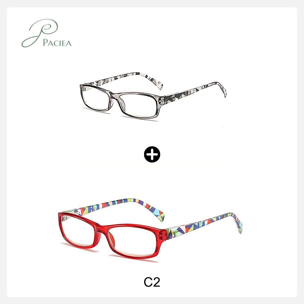 PACIEA Lesebrille 2-Paare Damen Herren Blaulichtfilter Ultraleicht Anti-Müdigkeit