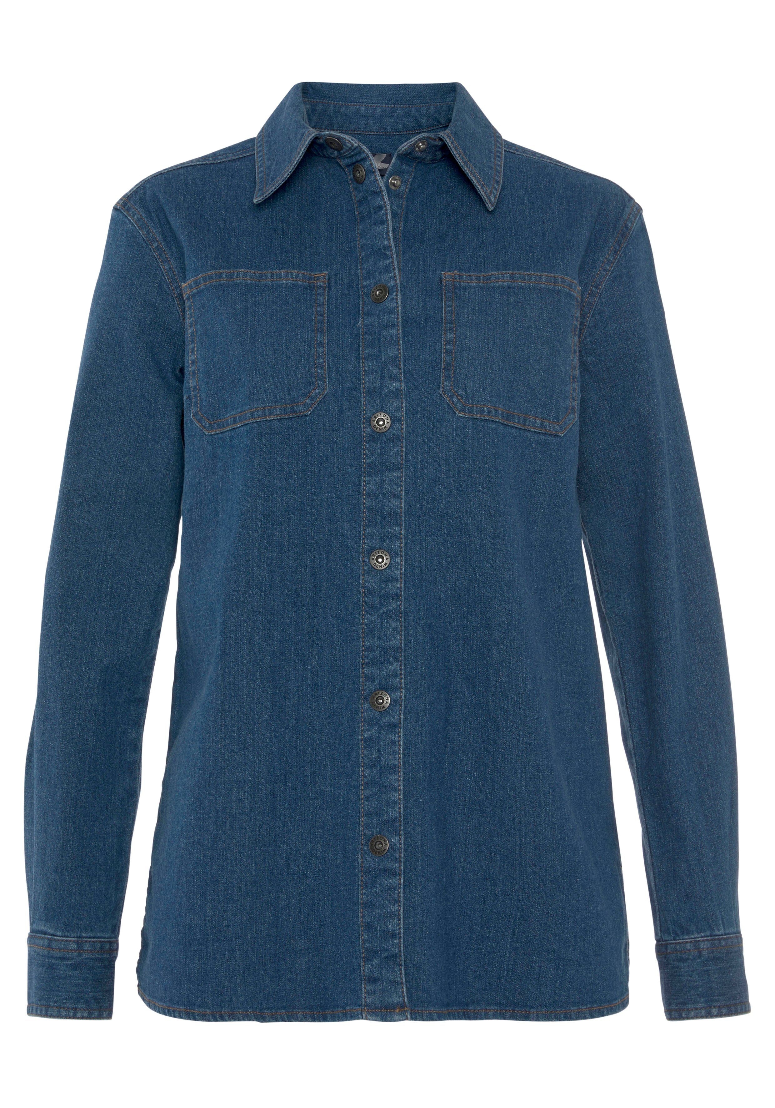 Arizona Jeansjacke Shacket dark Hemdjacke geschnitten - Denim blue Weiter used