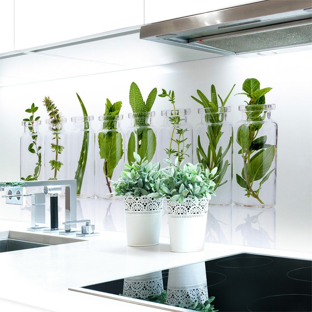 DRUCK-EXPERT Küchenrückwand Küchenrückwand Kräuter Glas Premium Hart-PVC 0,4 mm selbstklebend