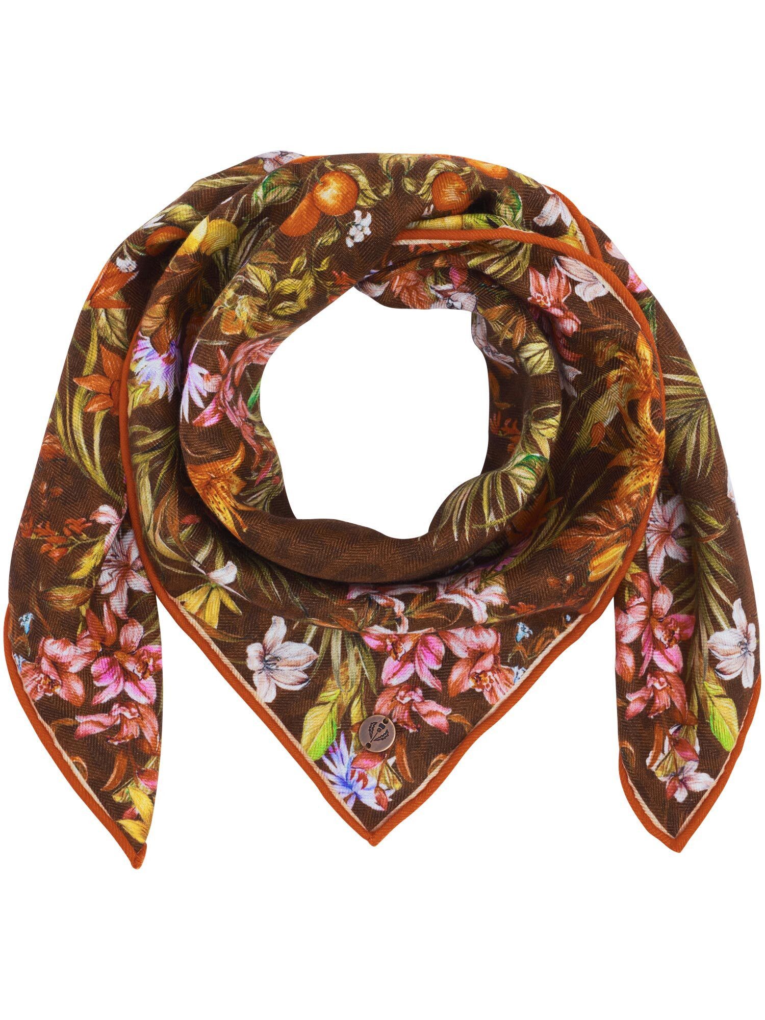 Fraas Modetuch Tuch mit herbstlichem Blumen-Design aus Wolle und Seide
