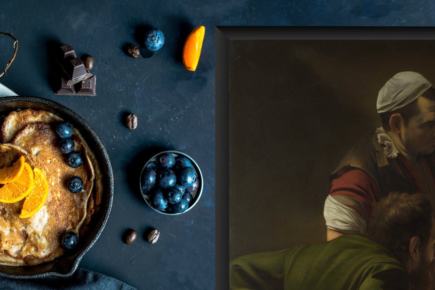 Ceranfeldabdeckung in Vinyl, Caravaggio, Abendmahl (1 70x52 cm, nutzbar, Arbeitsfläche von Gemälde MuchoWow Herdblende-/Abdeckplatte - Mobile tlg), Emmaus