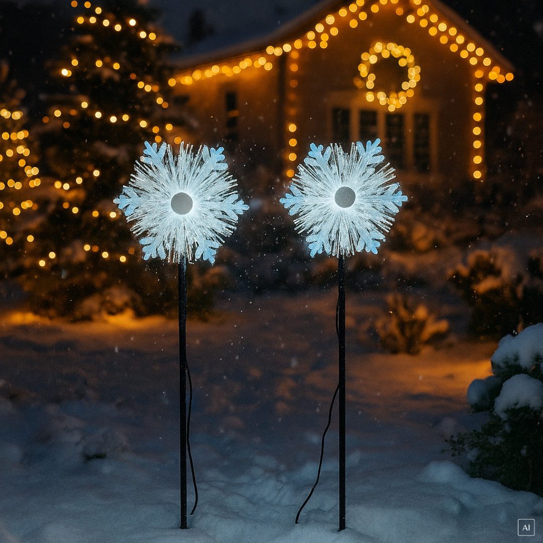abc HOME LED Gartenleuchte Schneeflocke, 2er Set, Weihnachten, LED, 81 cm H, LED fest integriert