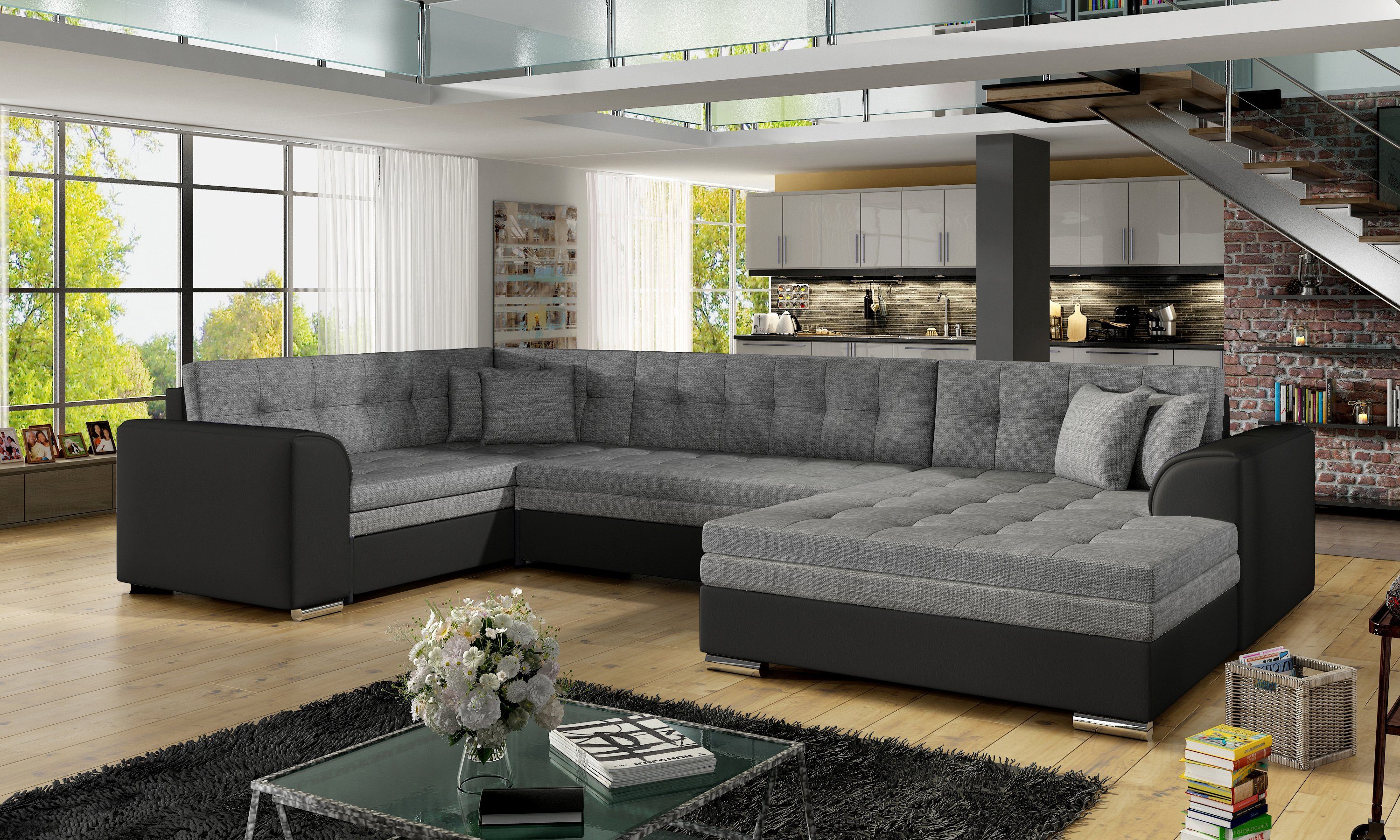 Möbel für Dich Ecksofa Ecksofa Damario in U Form, mit Schlaffunktion