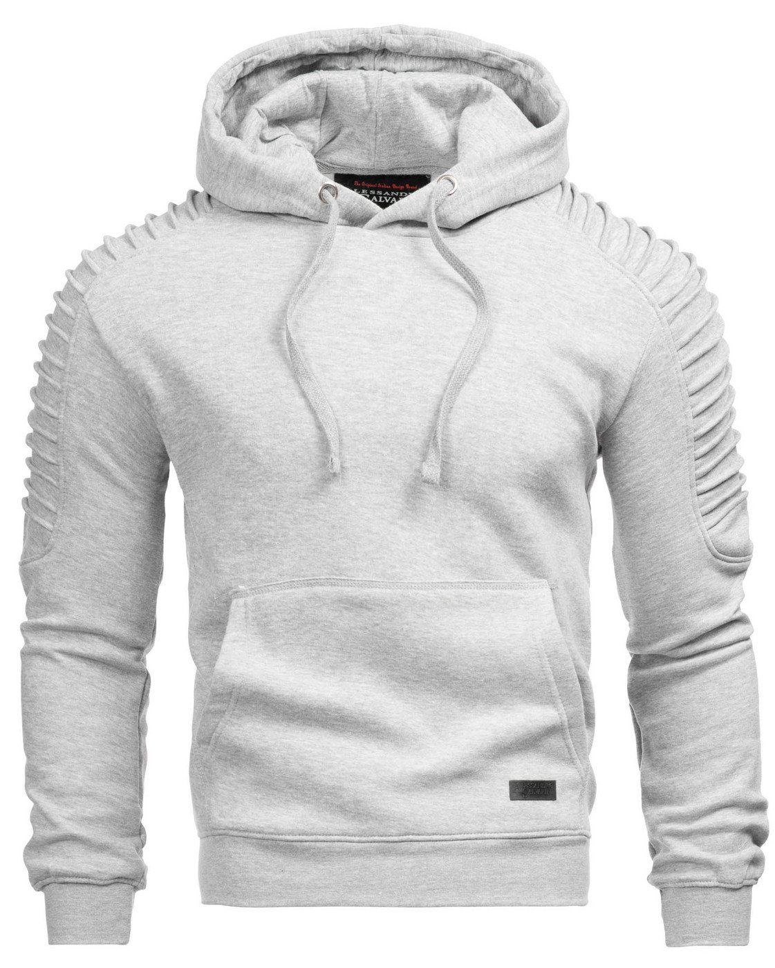 Hoodie Herren Biker Look – Kapuzenpullover mit Stepp-Einsätzen