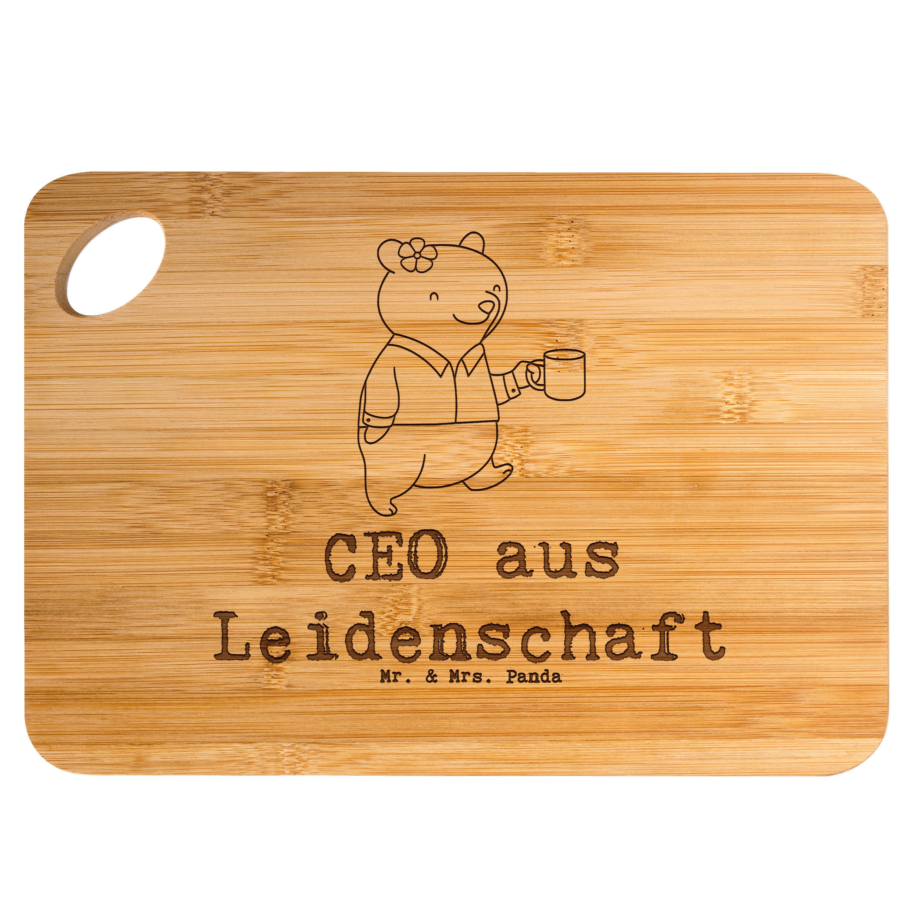 Mr. & Mrs. Panda Servierbrett CEO Leidenschaft, Frühstücksbrett, Transparent, Brett, Bester Chef, L, Bambus, (Packung), tapasbrett wurstschneidebrett vesperbrettchen