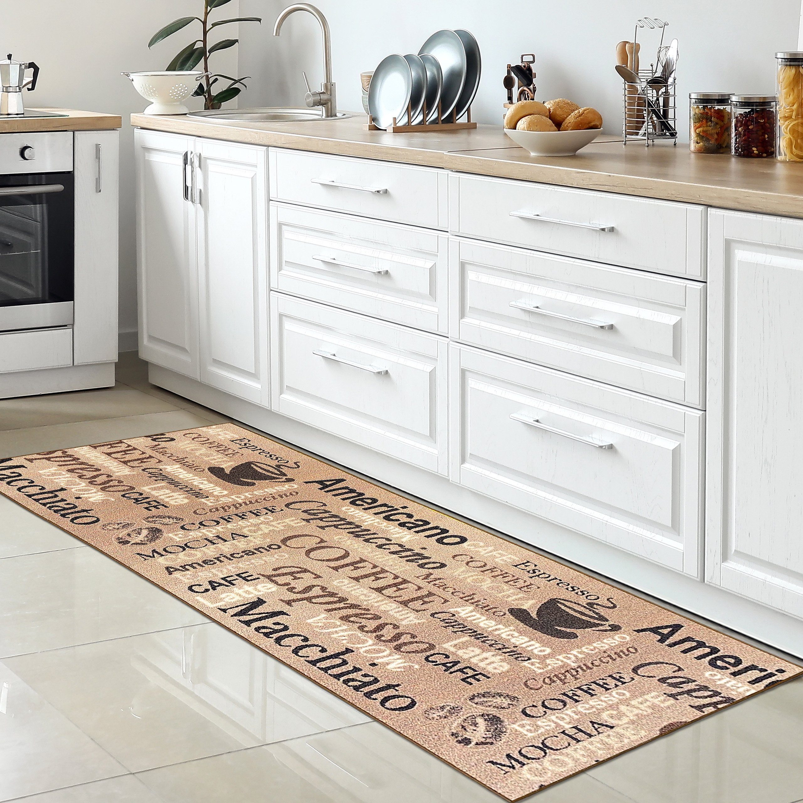 Carpetia Teppich Coffee Küchenläufer I beige I Gelrücken Küchenteppich, rec günstig online kaufen