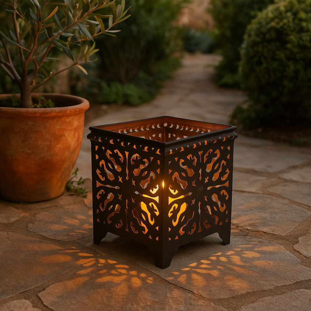 Marrakesch Orient & Mediterran Interior Teelichthalter Marokkanisches Windlicht Randa handgefertigt aus Metall 27 cm im Trend (1 St), Handarbeit