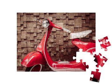 puzzleYOU Puzzle Roter Vintage-Motorroller, 48 Puzzleteile, puzzleYOU-Kollektionen Vintage, Historische Bilder