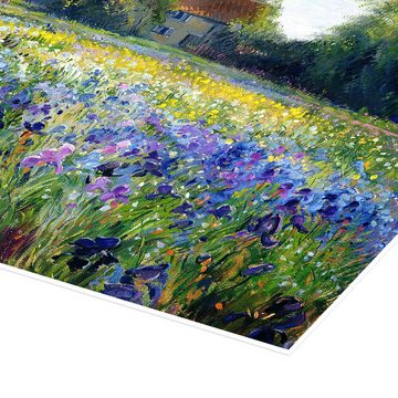 Posterlounge Poster Timothy Easton, Blumenfeld im Sonnenuntergang, Rustikal Malerei