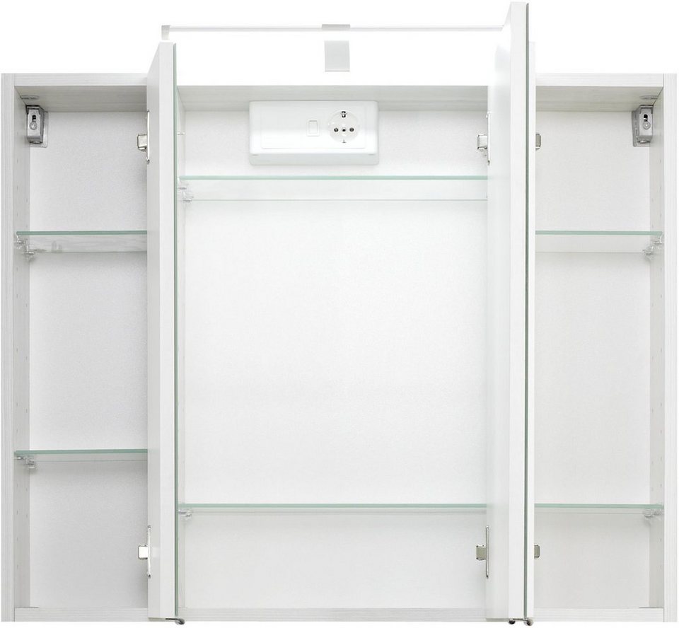HELD MÖBEL Spiegelschrank Trento, verschiedene Ausführungen und Farben  Breite 80 cm, mit 3D-Effekt, Spiegeltüren, Inklusive LED-Beleuchtung