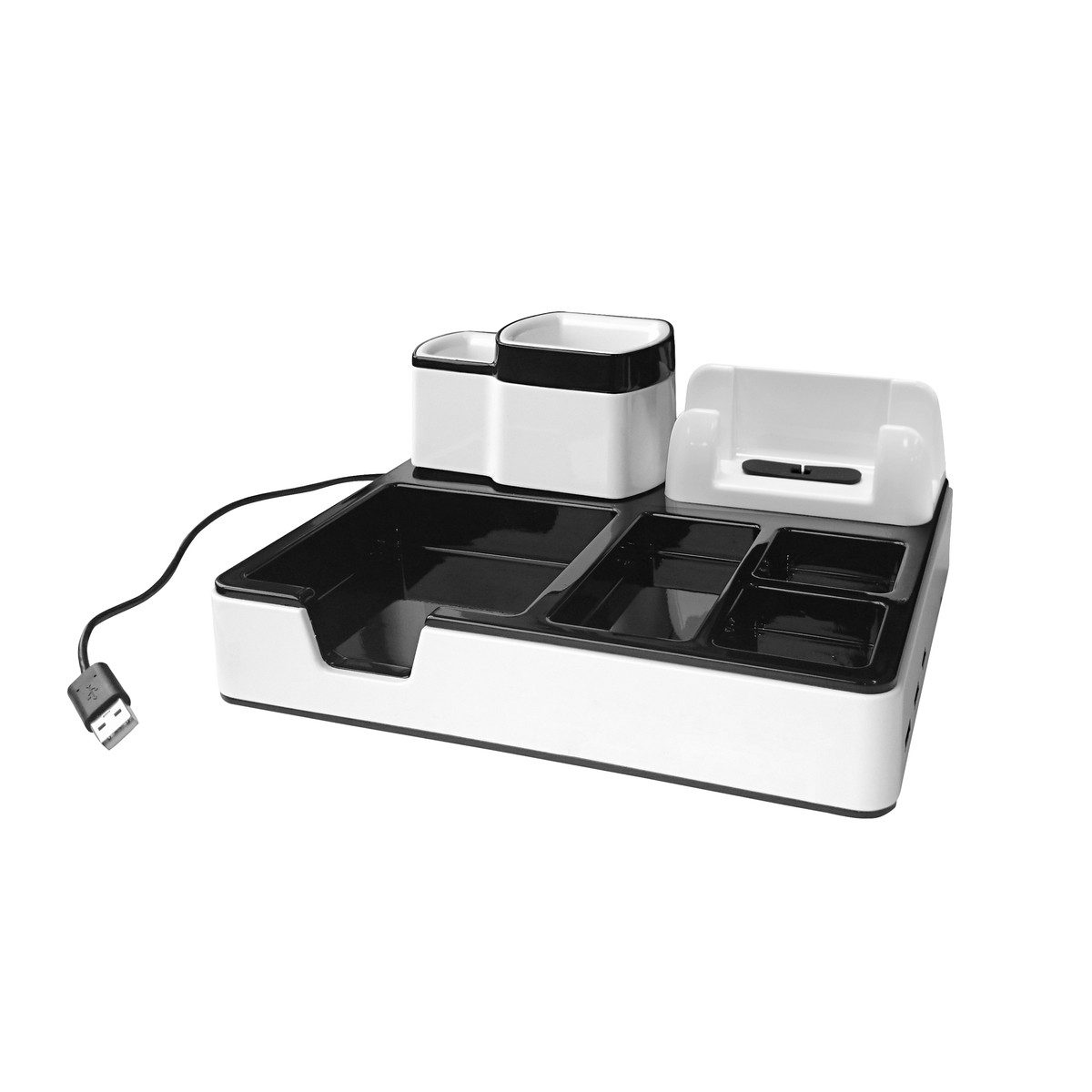 MONOLITH Organizer MONOLITH Desk Organizer 3 USB Ladeanschlüsse schwarz/weiß