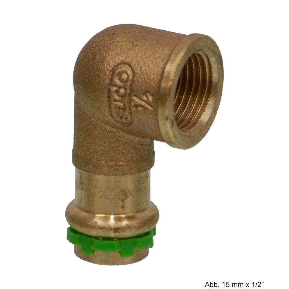 VSH Wasserrohr VSH SudoPress Kupfer/Rotguss SP4090GV Übergangswinkel 90° IG, 22mm x 3