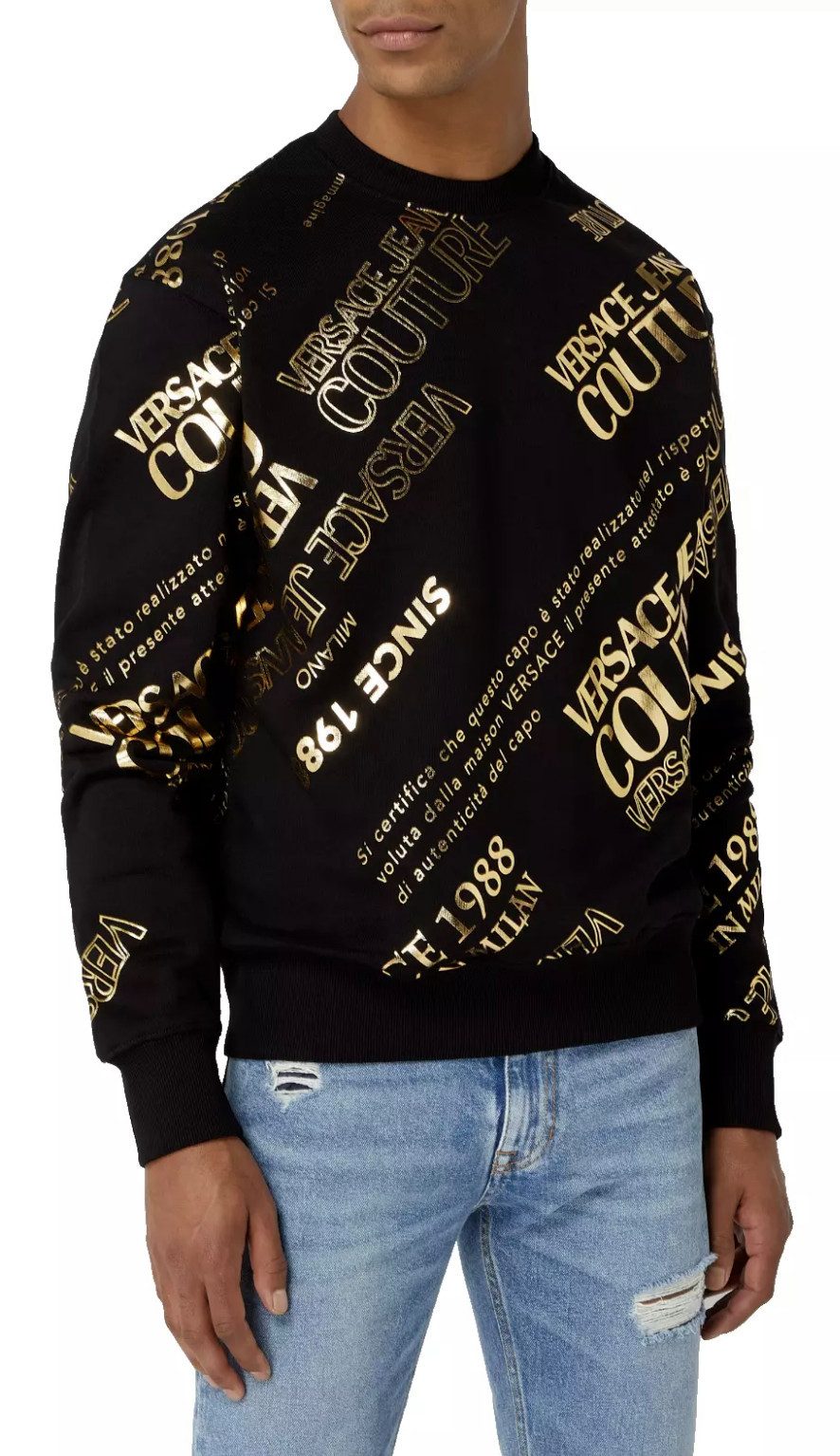 Versace Jeans Couture Sweatshirt All-over Muster Logo Pullover Sweater Relax Fit