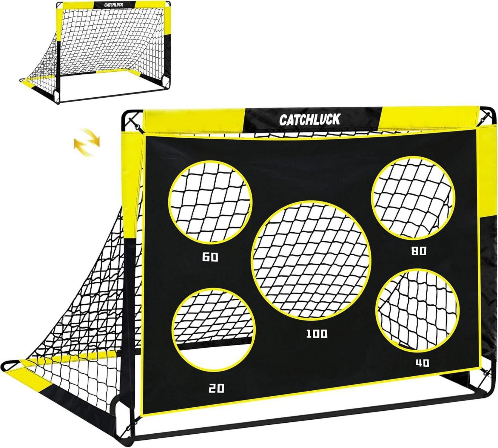 Fußballtor Fussballtore Kinder 2-in-1 Pop Up Tor 120x90x90 Gelb