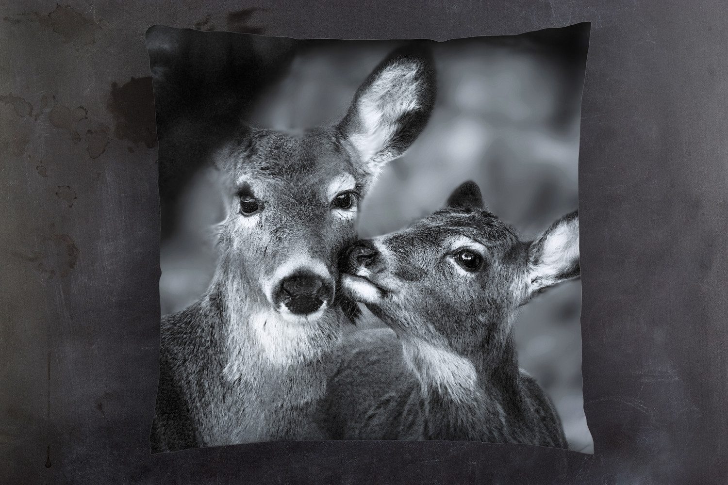 queence Dekokissen Rehkitz mit Mama, Kissenhülle mit HD Premium Druck, geruchsneutral, 40x40cm