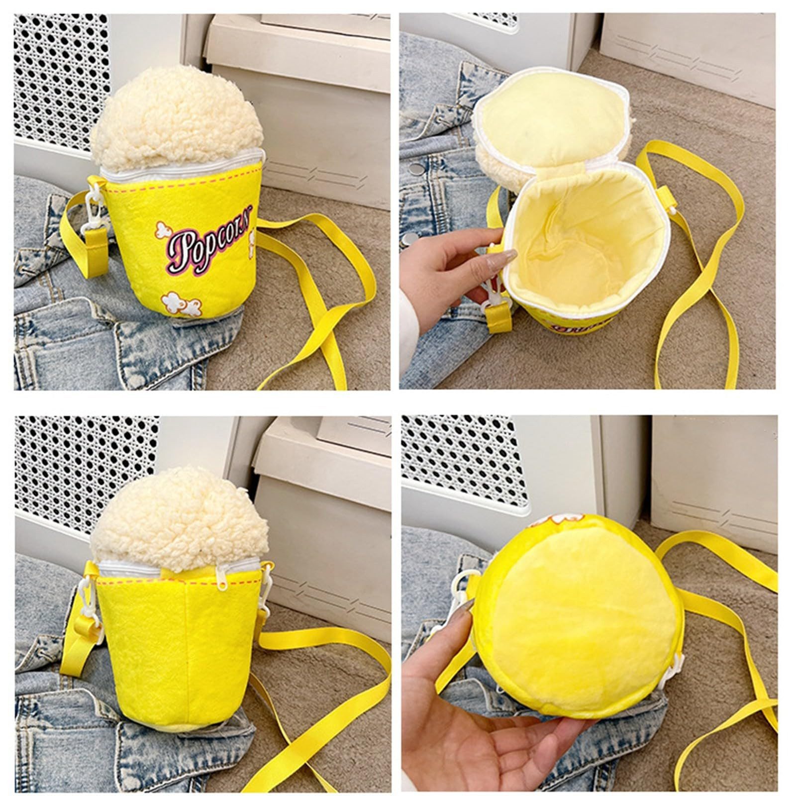 CLTYQ Schultertasche Damen Popcorn Tasche Umhängetasche, Popcorn Kostüm Schultertasche mit Reißverschluss, für Karneval