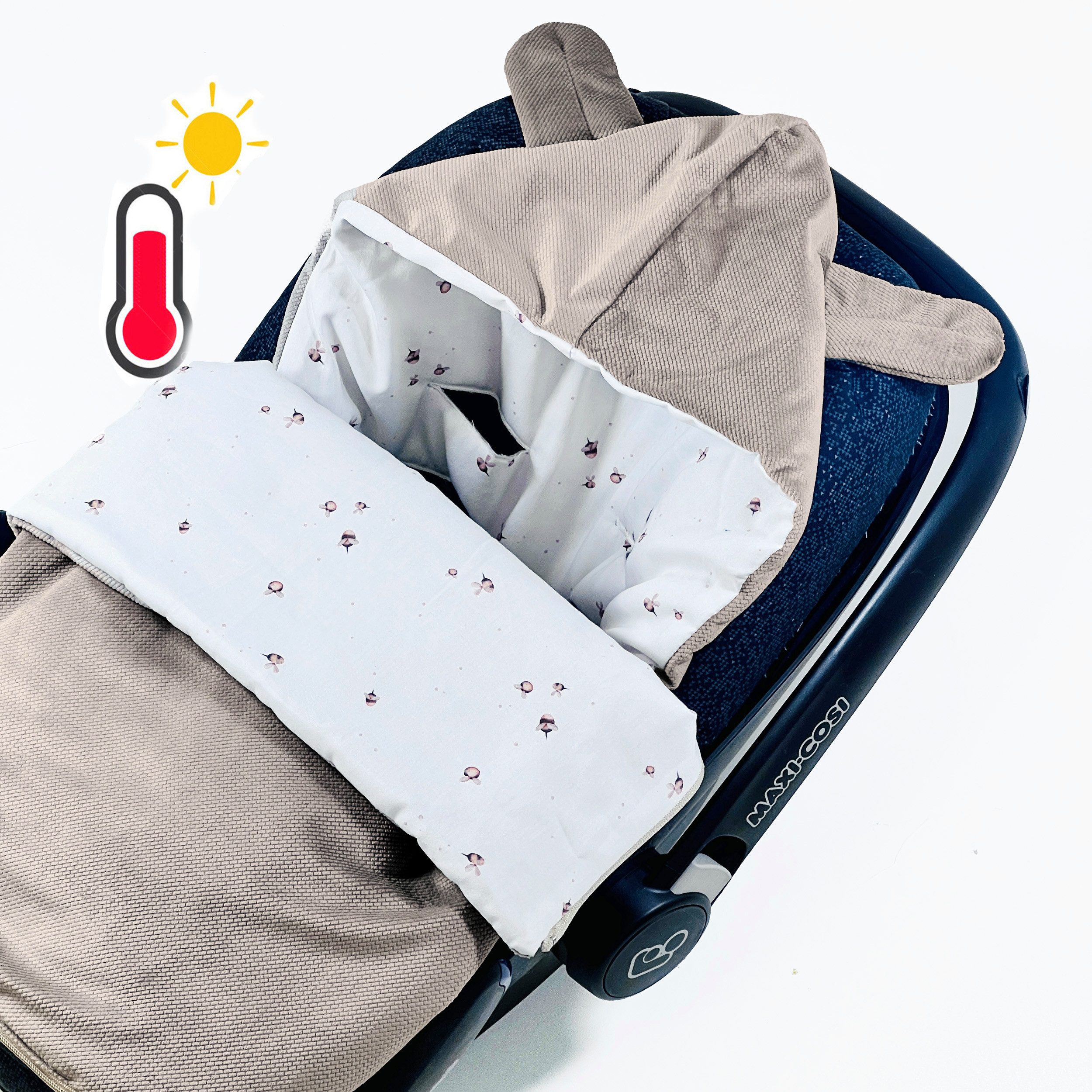 Einschlagdecke Baby Sommer Fußsack für Babyschale Frühling leicht wattiert, BABEES