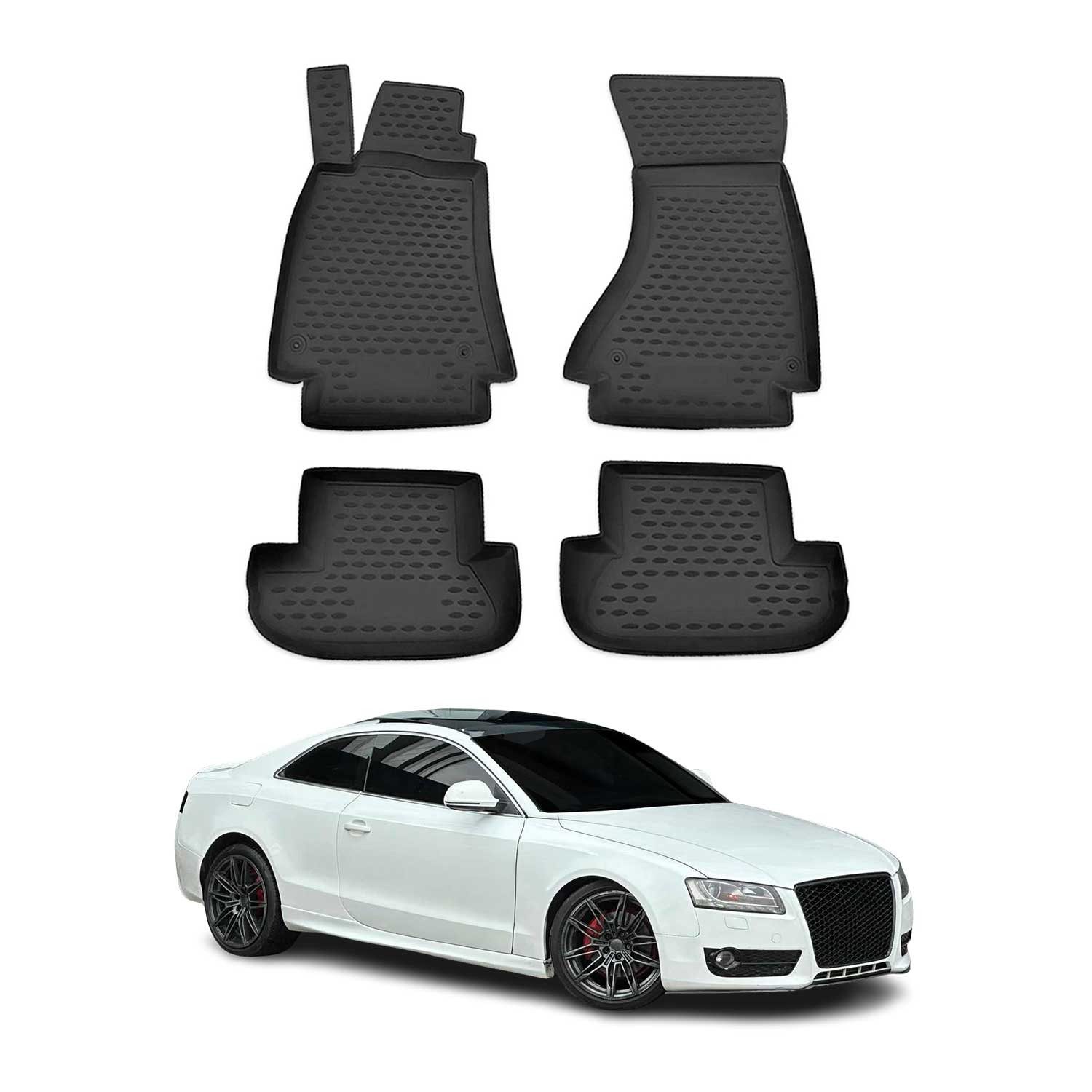 Auto-Fußmatten für Audi A5 8T3 8F7 Cabriolet Coupe 2007-17 Schwarz 4x