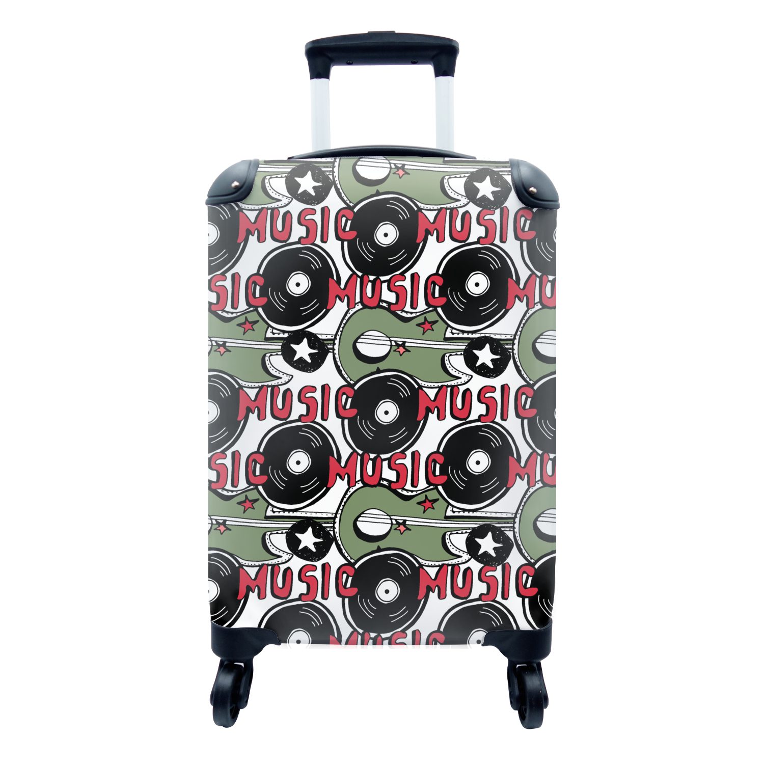 Muster Trolley, 4 Handgepäckkoffer Reisetasche - Musik Handgepäck - Vinyl, rollen, Rollen, Ferien, für MuchoWow Reisekoffer mit